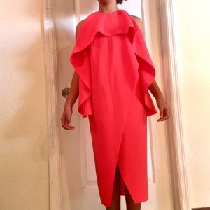 ASOS coral cape wrap dress